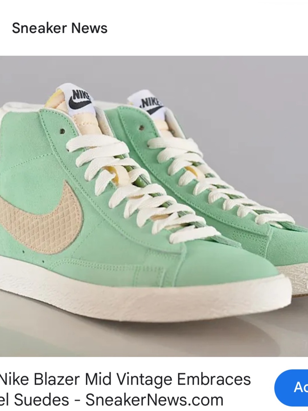 Nike Blazer Mid Vintage High-Top Athletic Sneakers in Mint Green & Cream